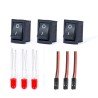3 Switch + 3 LED 5mm + 3 LED Cable